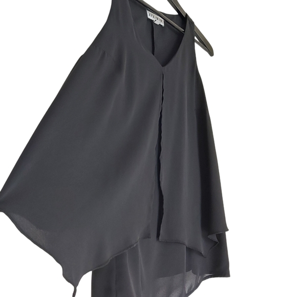 Ava & Viv blouse womens plus v-neck sheer elegant fly-away panels sleeveless - Picture 1 of 7